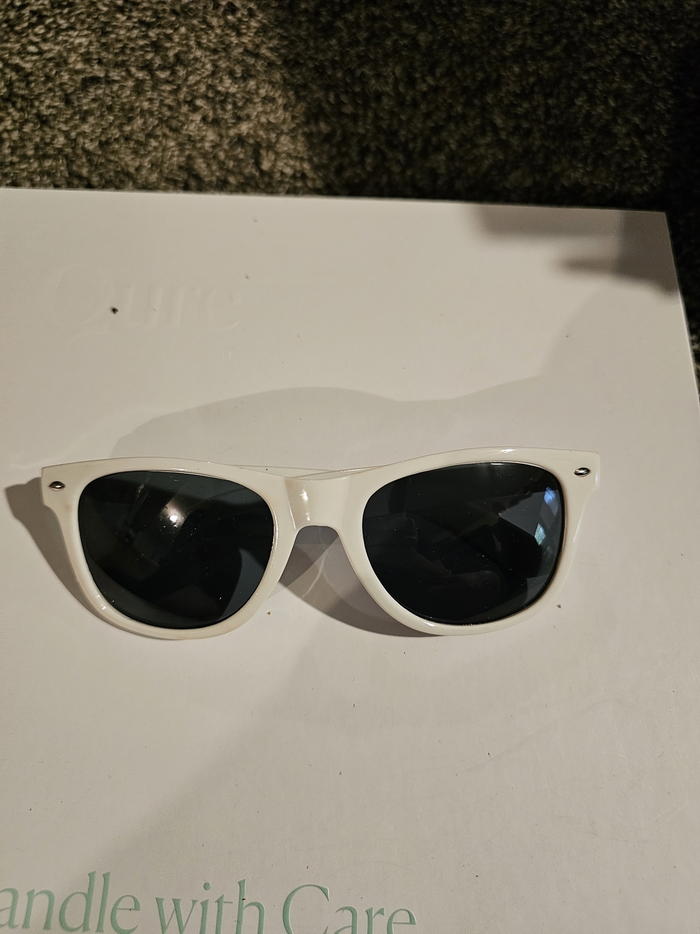 Men's White Sunglasses with Black Lenses